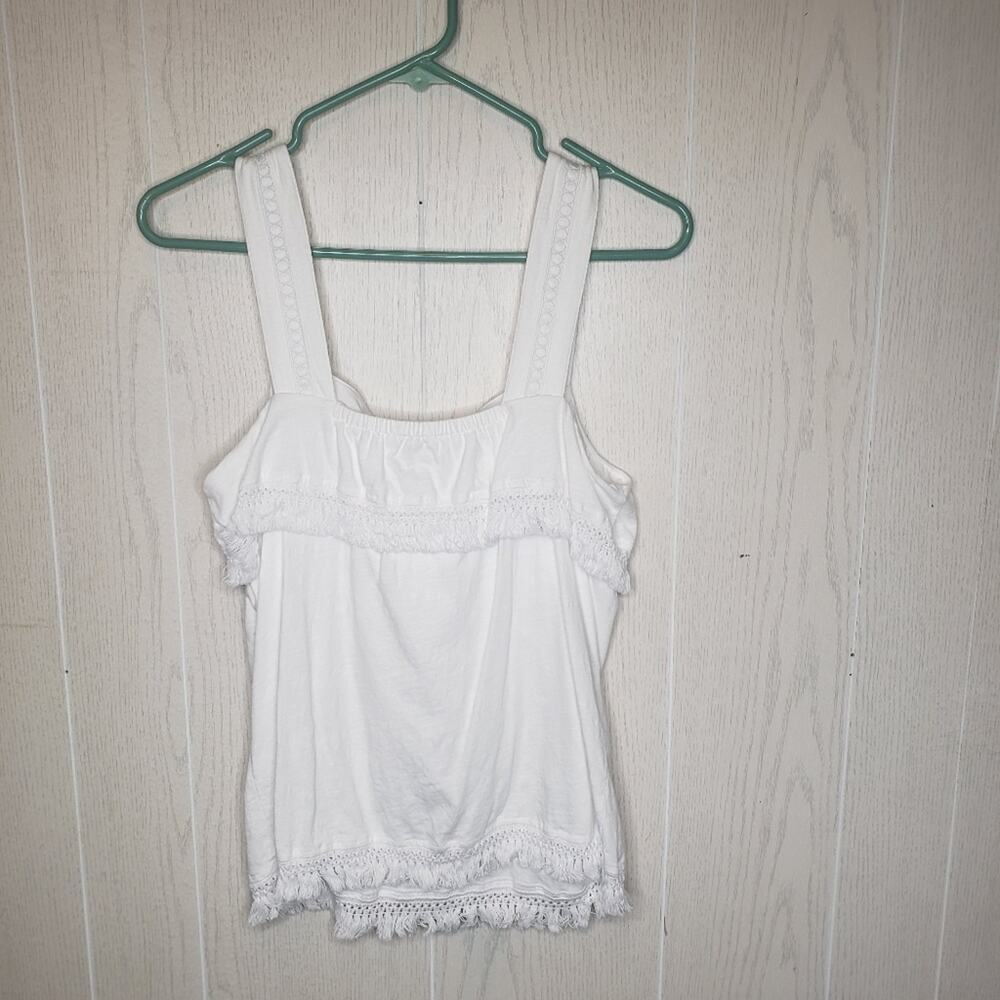 J.Crew white fringe festival tank top size XSMALL